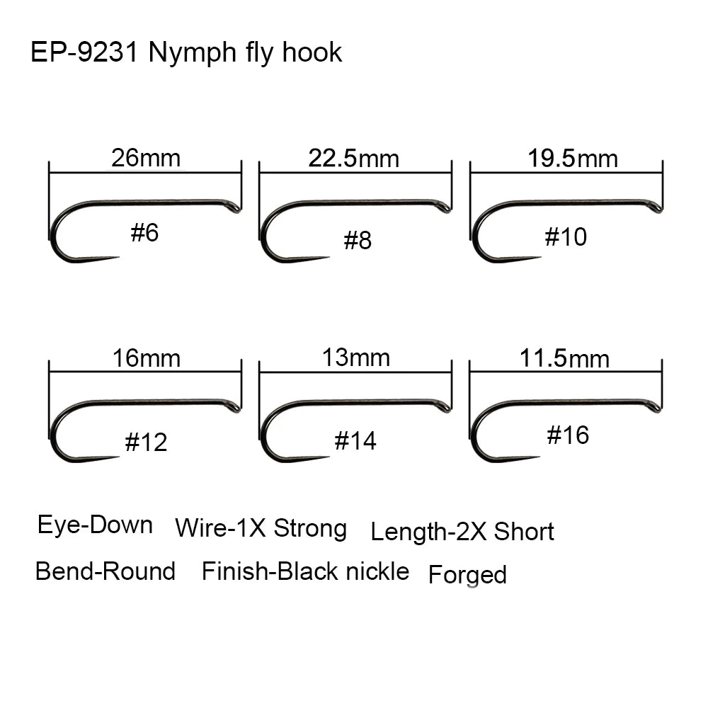 Aventik Barbless Black Nickel Fly Hooks (50 Pack)