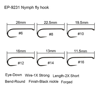 Aventik Barbless Black Nickel Fly Hooks (50 Pack)