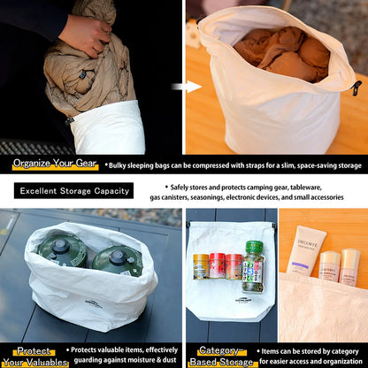 Soomloom Tyvek Storage Bag Set, Ultralight Tear-Resistant Organizer Bags for Hiking Camping Gear, Clothing Dust Sack
