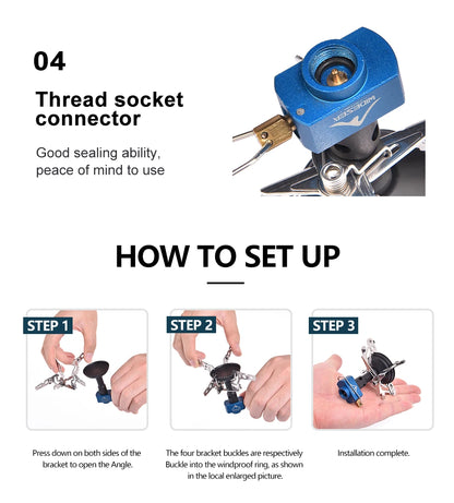 Widesea Portable Camping Gas Stove 3300W Ultralight 92g Aluminum Alloy Backpacking Stove with Carry Bag for Outdoor Cooking Hiki
