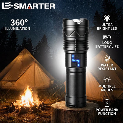 20000LM Super Bright Tactical Flashlight 100W GT60 Long Range Powerful LED Torch USB Rechargeable Using 4 181350A Batteries