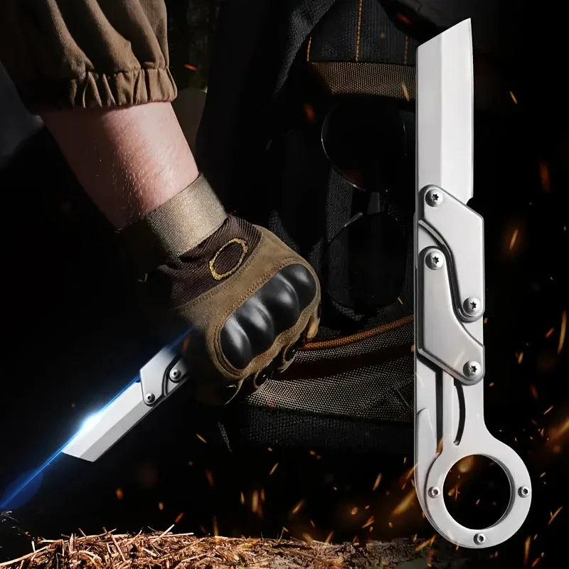 1pc, Multifunctional Folding Knife, Stainless Steel Pocket Knife, Creative Deformation Knife, Outdoor Survival Knife