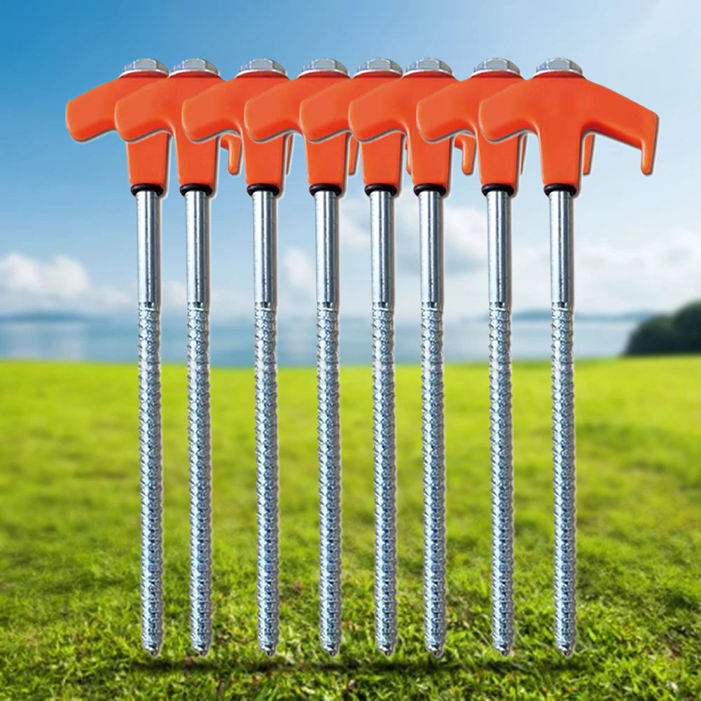 8/24Pcs Camping Pegs Drill In with Hex Socket Stakes Ground Anchors Camping Stakes Tent Ground Nail Screw in Camping Tent Pegs