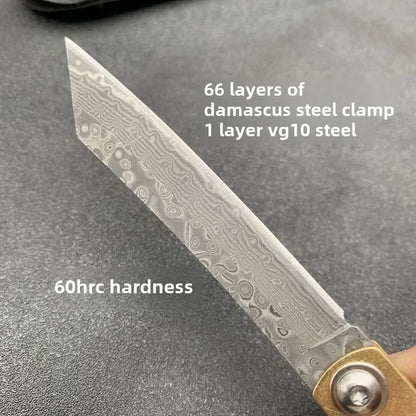 NEW Higonokami Japanese Mini Pocket Folding Knife VG10 Damascus Steel Camping Hunting Copper Handle Knives Outdoor EDC Tool