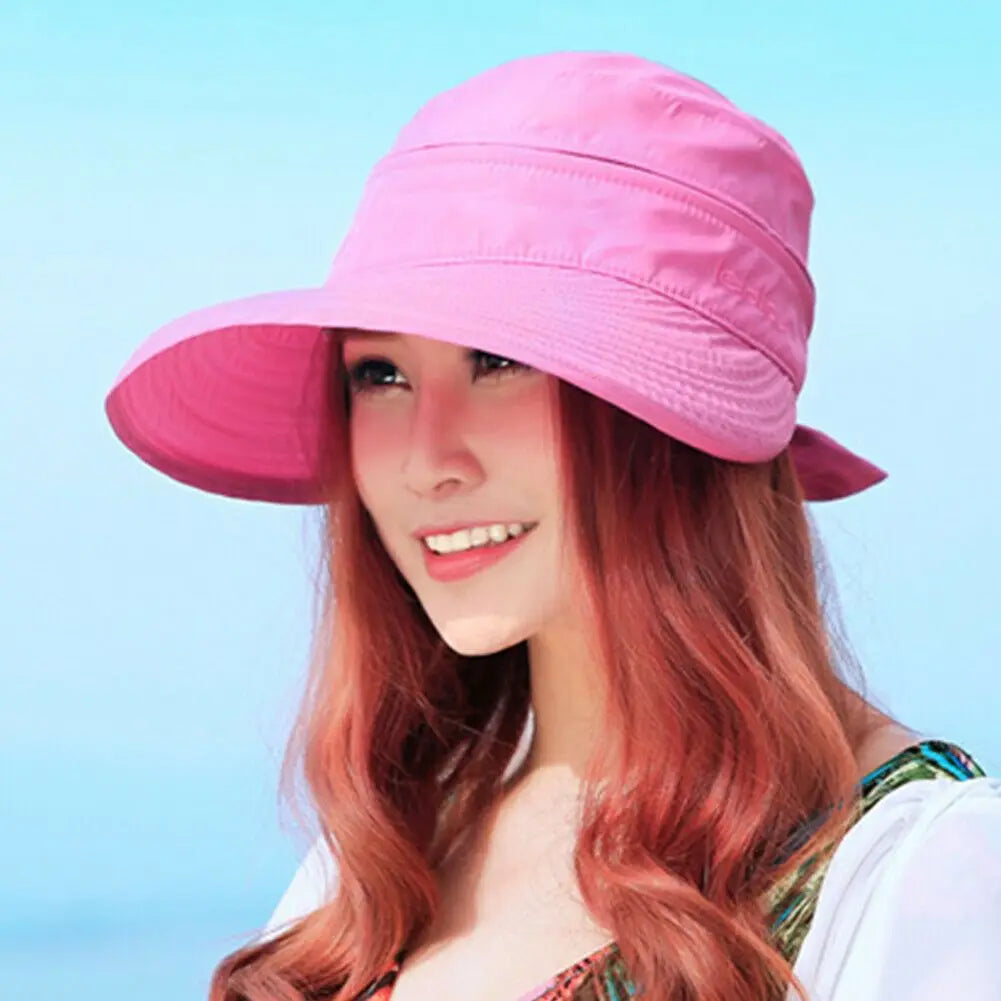 Women Ladies Outdoor Cap Anti-UV Summer Visor Sun Hat Wide Brim Beach Hat