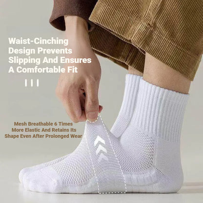 Men's Thick Bottom Sweat Absorbing and Breathable Sports Socks with Bottom Cushion for Running Professional Sports Men's Socks