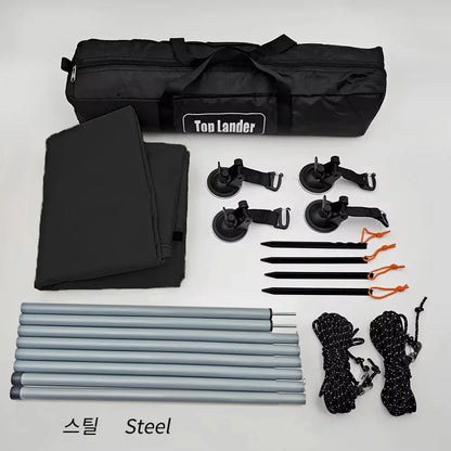 SUV Car Side Awning Tarp Black Coating Waterproof UV Protection Suction Cup Shelter Tent Camping Touring Outdoor Shade Manta Ray