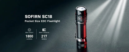 SOFIRN SC18 1800lm SST40 LED 18650 Torch TIR Optics Lens EDC Flashlight USB C Rechargeable Lantern
