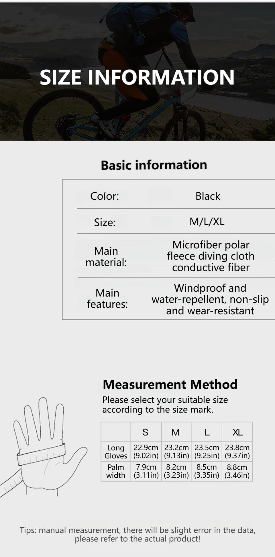 KoKossi Winter Waterproof Cycling Gloves Anti-Slip Thermal Gloves Touch Screen Running Cycling Driving Ski Hiking Warm Glove