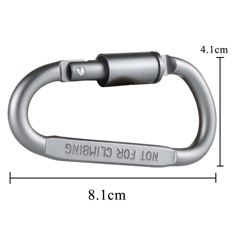 7cm Aluminum Alloy Carabiner Black D-Ring Key Chain Clip Camping Keyring Snap Hook Outdoor Travel Kit GYH