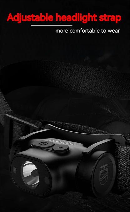 Philips LED Headlamp Sensor Head Flashlight of Lighting Type-C Rechargeable Headlight Outdoor Camping Fishing Lantern