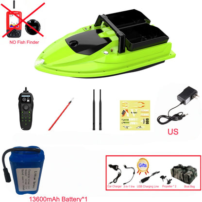 Sonar Bait Boat with Color Fish Finder Screen & Dual Hopper