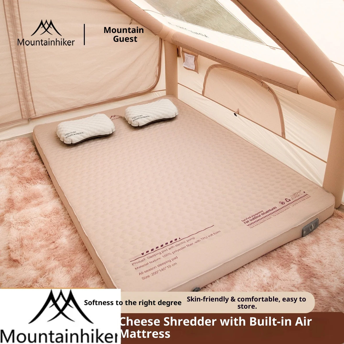 MOUNTAINHIKER Single Double Person Self-inflating Mattress Thick 10cm Compact Folding Camping Sleeping Bed Pad Air Mat Floor
