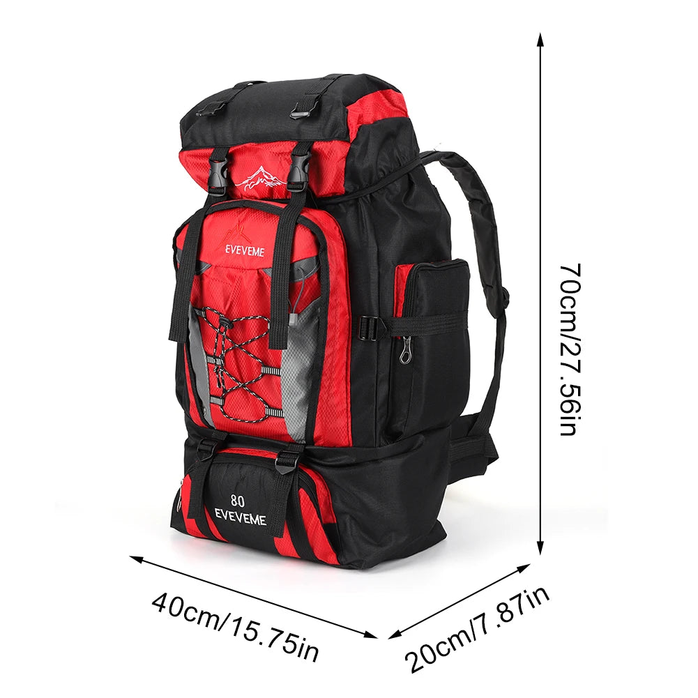 80L Mountaineering Backpack Hiking Camping Trekking Bag Rucksack WithAdjustable Strap Outdoor Fishing Backpack Climbing Rucksack