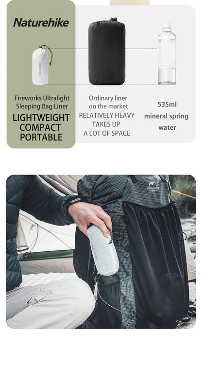 Naturehike Sleeping Bag Liner 128g Ultralight Outdoor Travel Hiking Single Sleeping Bag Liner Travel Blanket Inner Sleeping Bag
