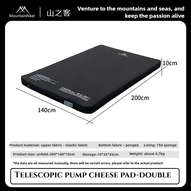 MOUNTAINHIKER Single Double Person Self-inflating Mattress Thick 10cm Compact Folding Camping Sleeping Bed Pad Air Mat Floor