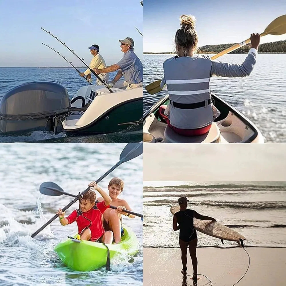 Elastic Kayak Paddle Leash & Fishing Rod Holder – Stretchable Coiled Safety Rope with Carabiner for Canoe, Rowing & Boat Accessories