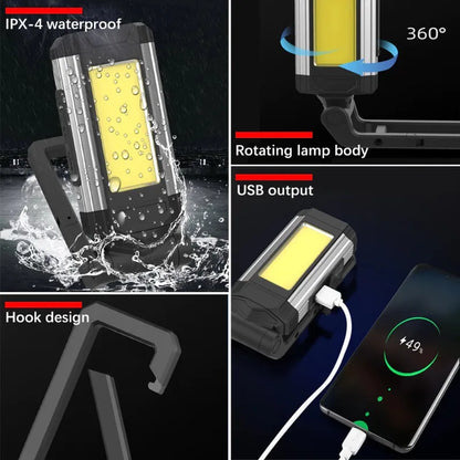2026 New Magnetic COB Work Light USB Rechargeable LED Flashlight Portable Lantern Camping Light Type-C Power Bank Function Lamps