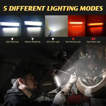 COB LED Folding Flashlight Portable Magnetic Work Light Lantern USB Rechargeable Emergency Repair Camping Torch Lamp With Hook