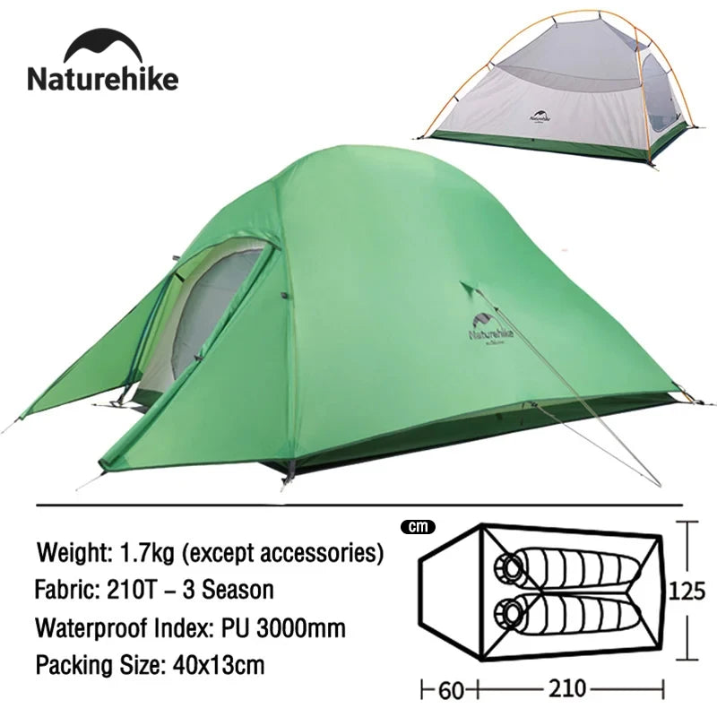 Naturehike Cloud Up 2 Person Camping Tent Waterproof Easy Build Ultralight Beach Tent Outdoor Hiking Backpacking Shelter Tents