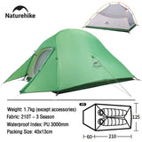 Naturehike Cloud Up 2 Person Camping Tent Waterproof Easy Build Ultralight Beach Tent Outdoor Hiking Backpacking Shelter Tents