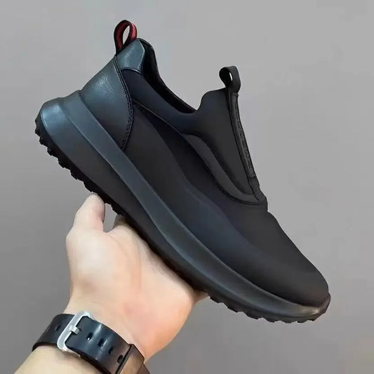 Men’s Platform Slip-On Sneakers – Breathable Vulcanized Running Shoes with Thick Soft Soles