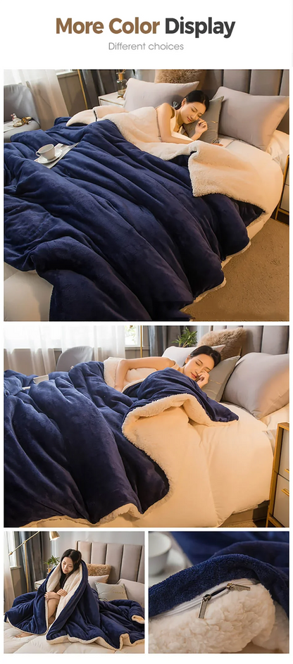 Wool Throw Blanket Keep Warm Winter Bed Blankets Double Sided Queen Duvet Cover Camping Double Bed Cover Bedspread On The Bed