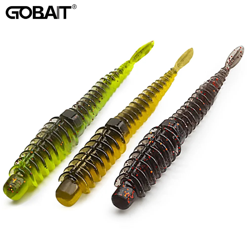 10PCS Soft Lures 6.5cm 7.5cm 8.5cm Thread TPE Worm Jig Hook Carp Fishing Tackle Pesca Swimbait Gear Fishy Flavor Kit Bait