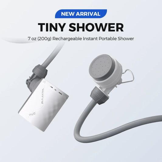 FLEXTAIL Portable Shower Pump, IPX7 Waterproof Pump Head and Hose Set, Rechargeable Water Pump for Camping, Outdoor Shower