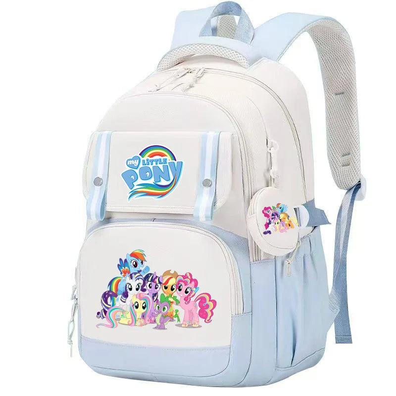 My Little Pony Large Capacity Backpack Cartoon Daypack Travel Commute Knapsack Schoolbag for Kids Girls Mochila With Coin Purse