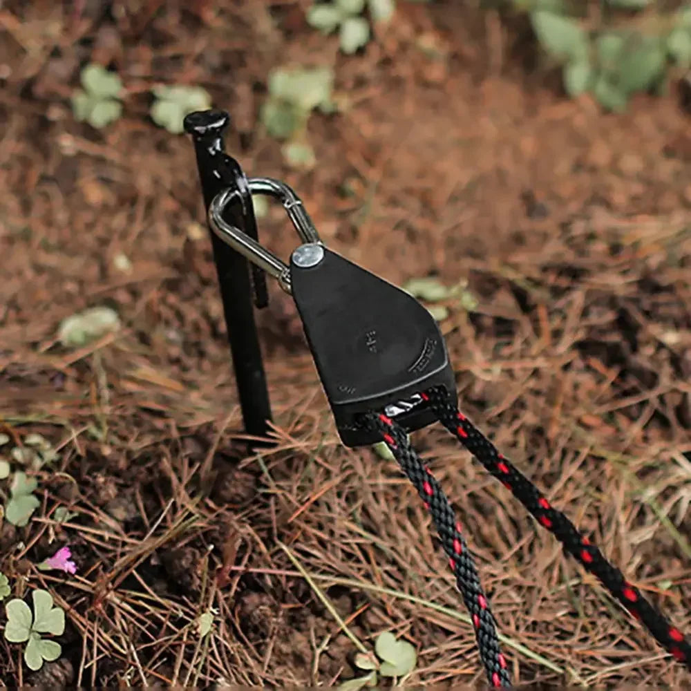 Camping Tent Adjustable Rope Fastener Fixed Buckle Pulley Tensioner Ratchet Hangers Lights Lifting Camping Awning Wind Rope