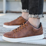 Men’s Leather Casual Sneakers – Comfortable Skateboard Shoes, Urban Style Fashion Trainers