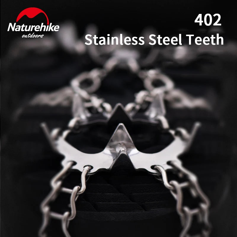 Naturehike-Non Slip Climbing Crampons Cleats Shoe Cover Ice Gripper for Spikes Hiking Winter Manganese Steel Outdoor Cleats Shoe