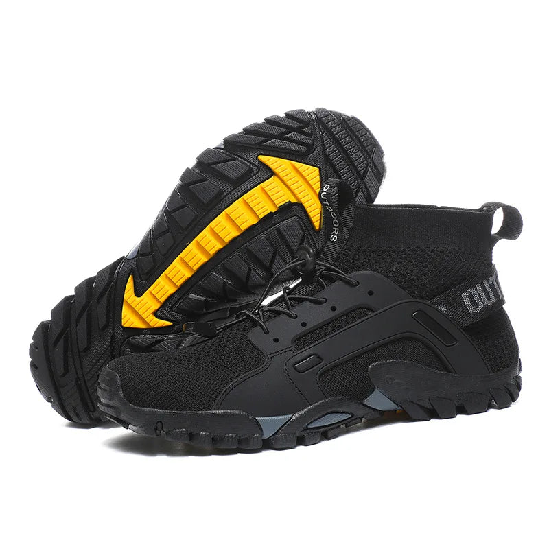 Men’s Wading Hiking Sneakers – High-Top Slip-Resistant Outdoor Fishing Boots, Breathable Mesh Ankle Shoes