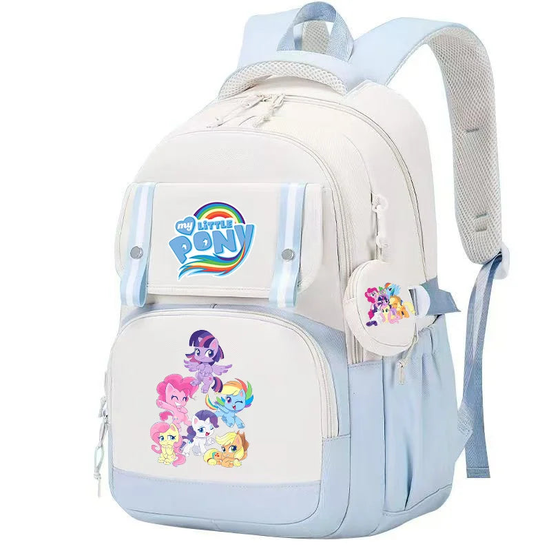 My Little Pony Large Capacity Backpack Cartoon Daypack Travel Commute Knapsack Schoolbag for Kids Girls Mochila With Coin Purse