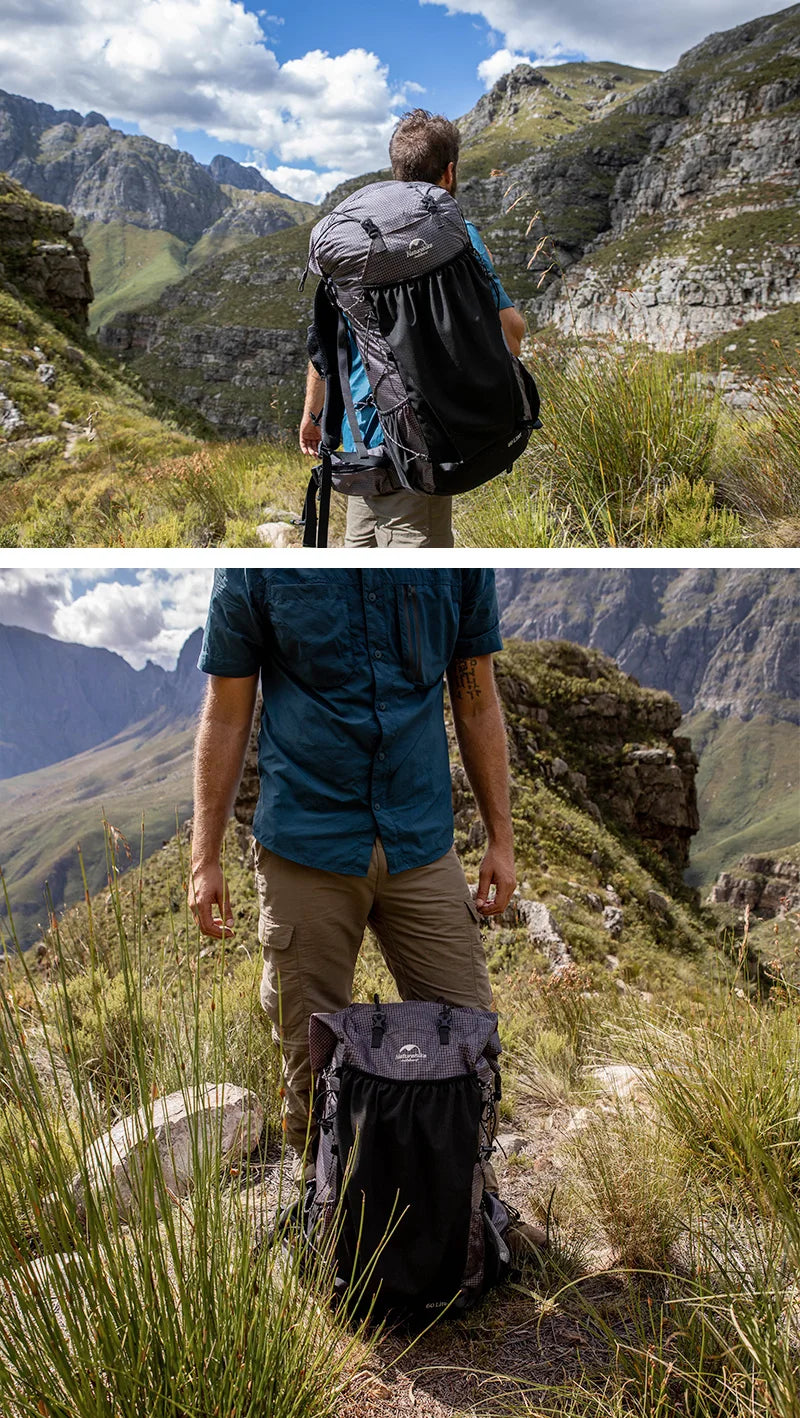 Naturehike Camping Backpack 60+5L Large Capacity Waterproof Climbing Bag Ultralight Travel Man Backpack Outdoor Hiking Backpack