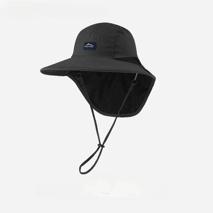 Outdoor Unisex Wide Brim Bucket Hat with Neck Flap Adjustable for Hiking Camping Fishing Wear