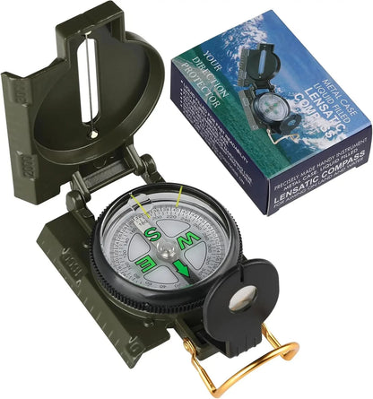 Outdoor Survival Compass Mountaineering Camping Plastic Military Green Flip-top Compass Guidebook Portable