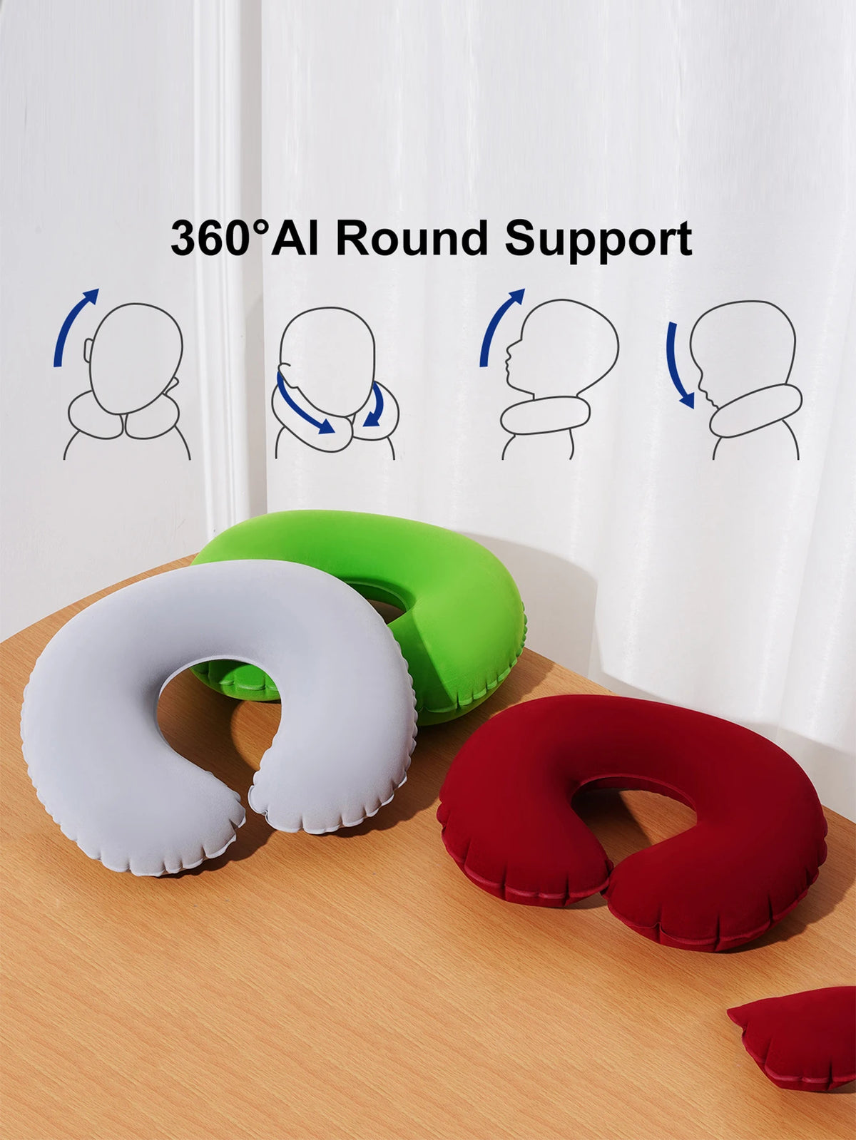 2Pcs/Pack Inflatable U-Shaped Pillow, Portable Folding Neck Pillow for Travel, Suitable for Travel