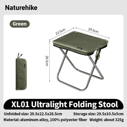 Naturehike Folding Stool for Outdoor Leisure Portable Lightweight Aluminum Chair High Load Travel Camping Foldable Fishing Chair
