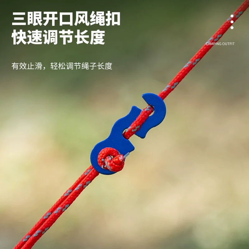 4 Outdoor Tent Ropes, Reflective Ropes Canopy Ropes Reinforced Windproof Ropes with Buckles To Ensure Safety Camping Accessories