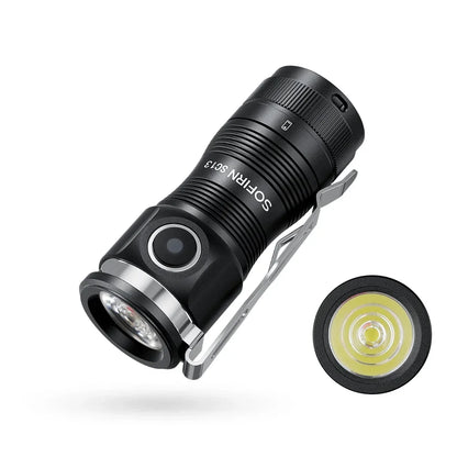 Sofirn Mini SC13 SST40 LED 1300lm Tactical 18350 Rechargeable Flashlight 6000K Keychain Light with Magnetic