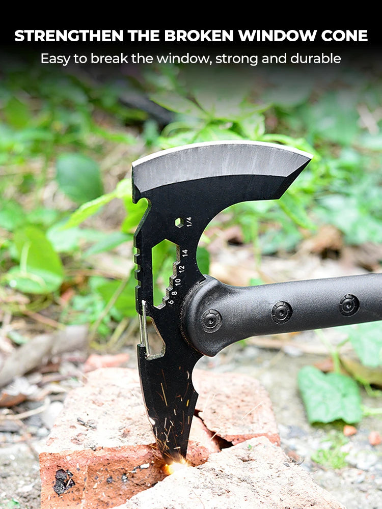 Multi-Purpose Tactical Camping Axe – Fire Engineer & Survival Logging Axe with Ice Breaking Cone