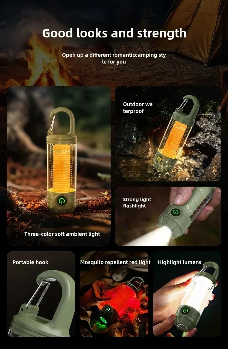 Multi Functional Outdoor LED Outdoor Camping Lights Rechargeable Flashlights Portable Night Lights Waterproof Travel Tent Light