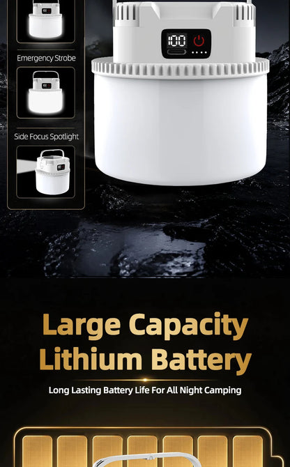 Solar LED Camping Lamp – Type-C Charging, with Hook
