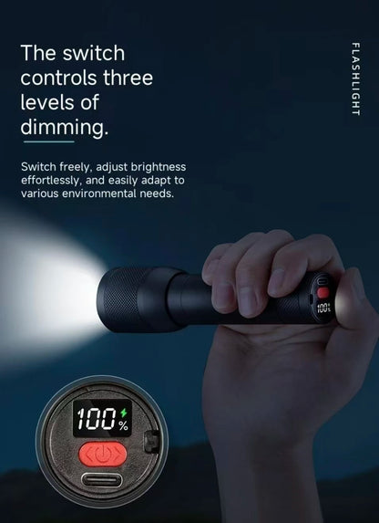 Super bright LED aluminum alloy flashlight Rechargeable torch Outdoor searchlight Portable camping light With telescopic zoom