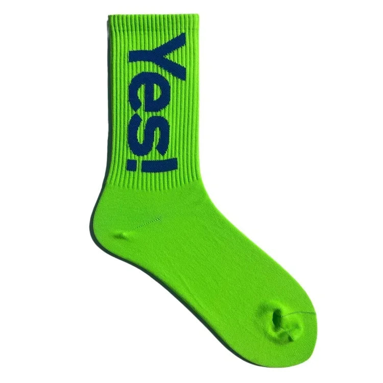 CHUANGERM Men Women Yes Mid Crew Socks Cycling Hiking Skateboarding Sports Street Fashion Breathable Sock