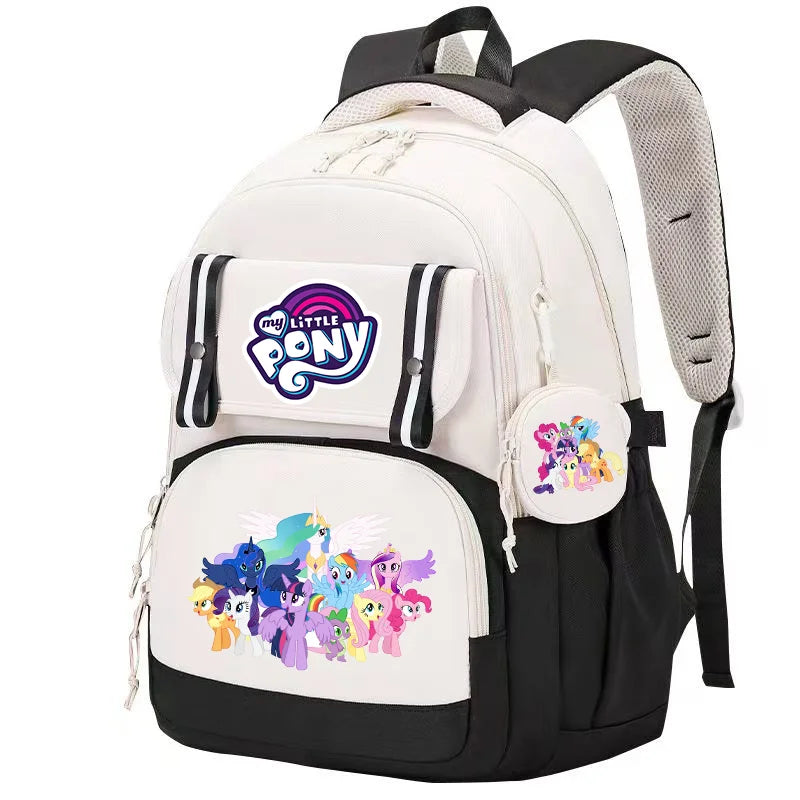 My Little Pony Large Capacity Backpack Cartoon Daypack Travel Commute Knapsack Schoolbag for Kids Girls Mochila With Coin Purse