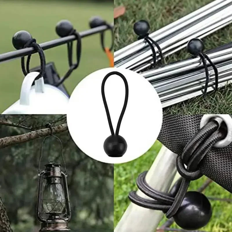 10 PCS Car Tent Storage and Finishing Accessories Tension Rope Elastic Rope Ball Bungee Cord Tarp Tie Tape Decoration Tools