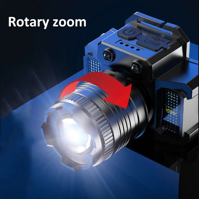 LED Sensor Headlamp Camping Search Light Head Flashlight Rechargeable Powerful Head Lamp Front Lanterns Headlights 5 Styles